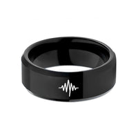 tungsten wedding bands unisex – black tungsten sound waveform wedding band