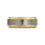engraved ring for her – black & gold & silver tungsten unalome lotus wedding band