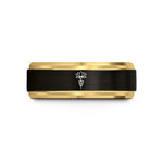 unique present for her – black & gold tungsten unalome lotus wedding band