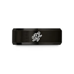 stylish rings for her – black tungsten motion lines wedding band