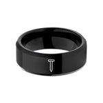 women's fashion tungsten rings – black tungsten railroad spike wedding band