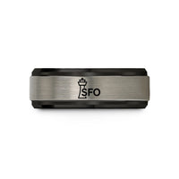 stylish rings for women – black & silver tungsten sfo wedding band
