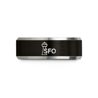 tungsten rings for women – black & gray tungsten sfo wedding band