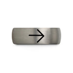 engraved bands for her – black & silver tungsten directional arrow wedding band