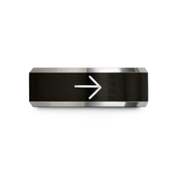engraved bands for her – black & gray tungsten directional arrow wedding band