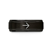engraved bands for her – black tungsten directional arrow wedding band