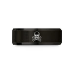 personalized jewelry for her – black tungsten toxic skull crossbones wedding band