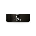 personalized rings for her – black & gold tungsten cowboy boots pair wedding band