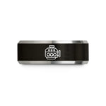 personalized rings for her – black & gray tungsten diesel engine block wedding band