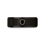 stylish bands for her – black tungsten shield badge blank wedding band
