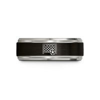 tungsten rings for her – black & blue & grey tungsten soccer goal ball wedding band