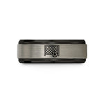 engraved rings for her – black & blue & grey tungsten soccer goal ball wedding band