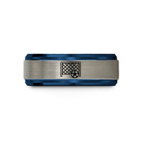 tungsten rings for her – blue & silver tungsten soccer goal ball wedding band