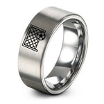 engraved rings for her – gray tungsten soccer goal ball ring