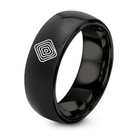 Best Gift for Women – black tungsten topographic lines ring