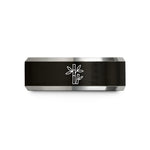 unique bands for her – black & gray tungsten bamboo stalks wedding band