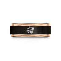 custom bands for her – black & rose gold tungsten ribs rack wedding band