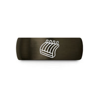 engraved rings for couples – gunmetal & rose gold tungsten ribs rack wedding band