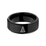 unique rings for ladies – black tungsten traffic cone wedding band