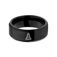 unique rings for ladies – black tungsten traffic cone wedding band