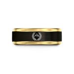 engraved rings with message – black & gold tungsten laurel wreath wedding band