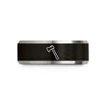 custom rings for her – black & gray tungsten pulaski axe wedding band