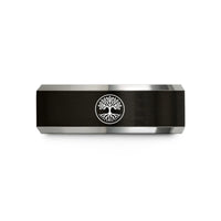 unique rings for men – black & silver tungsten tree roots wedding band