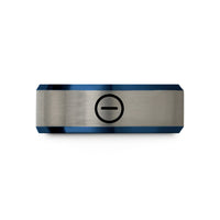tungsten rings for couples – blue & gray tungsten anion icon wedding band