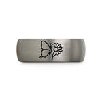 matching rings for partners – black & silver tungsten butterfly daisy wedding band