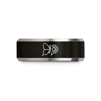 romantic presents for couples – black & gray tungsten butterfly daisy wedding band
