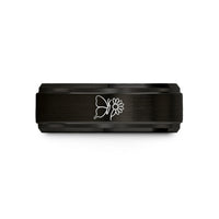 unique presents for pairs – black & rose gold tungsten butterfly daisy wedding band
