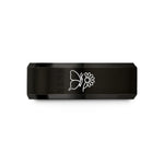unique presents for pairs – black tungsten butterfly daisy wedding band