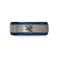 personalized presents for couples – blue & silver tungsten glider sailplane wedding band