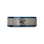 anniversary presents for couples – blue & gray tungsten glider sailplane wedding band