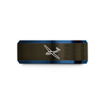 anniversary presents for couples – gunmetal & blue tungsten glider sailplane wedding band