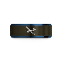 anniversary presents for couples – gunmetal & blue tungsten glider sailplane wedding band