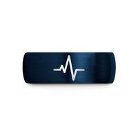 personalized presents for couples – blue tungsten pulse train wedding band