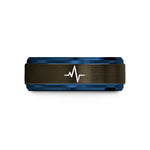 anniversary presents for couples – gunmetal & blue tungsten pulse train wedding band