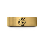 unique rings for couples – gold tungsten unicorn wedding band