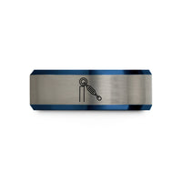 personalized jewelry for women – black & blue & silver tungsten corner post wedding band