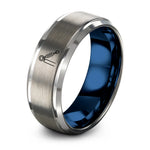 Best Gifts for Her – blue & silver tungsten corner post ring