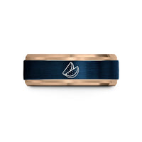 special rings for ladies – blue & rose gold tungsten potato wedges wedding band