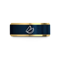 best presents for women – gold & blue tungsten potato wedges wedding band