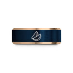 women's present ring ideas – rose gold & blue tungsten potato wedges wedding band