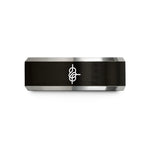 personalized jewelry for her – black & grey tungsten prusik knot wedding band