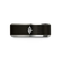 personalized jewelry for her – black & grey tungsten prusik knot wedding band
