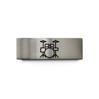 engraved rings for men – gold & gray tungsten drum set wedding band