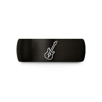 men’s wedding bands – black & gold tungsten electric guitar wedding band