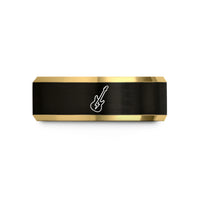 tungsten rings for men – black & gold tungsten electric guitar wedding band
