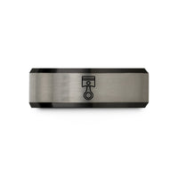 wedding band for men – black & blue & silver tungsten piston wedding band